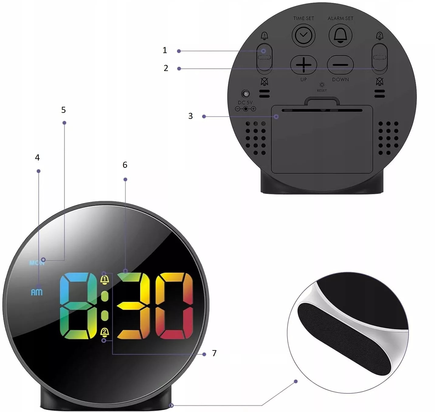 Skaitmeninis LED HD 3D stalo elektroninis laikrodis su dvigubu žadintuvu