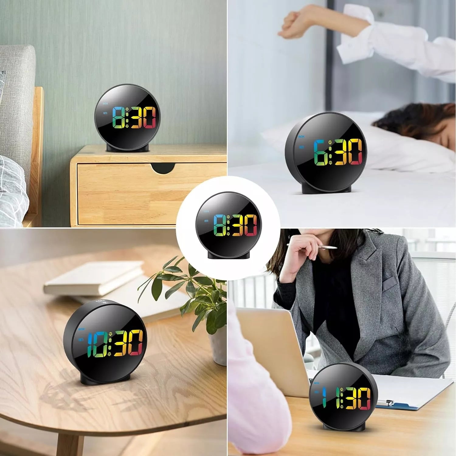 Skaitmeninis LED HD 3D stalo elektroninis laikrodis su dvigubu žadintuvu