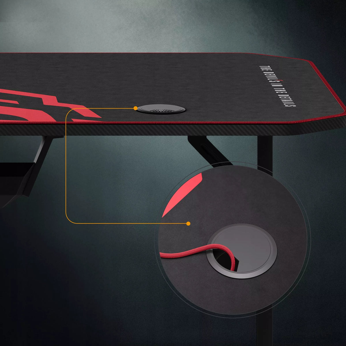 DIABLO Žaidimų stalas 140cm + Laikikliai ir kilimėlis, X-MATE 1400 Juodas