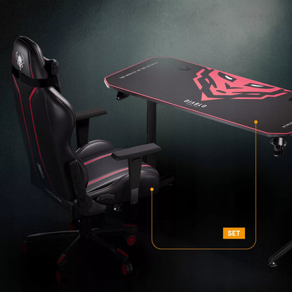DIABLO Žaidimų stalas 140cm + Laikikliai ir kilimėlis, X-MATE 1400 Juodas