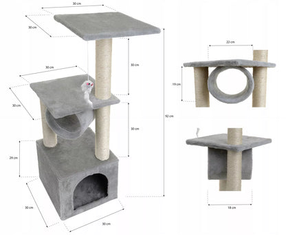 Kačių draskyklė namelis guolis draskymo stulpas žaislas bokštas sizalis 92cm