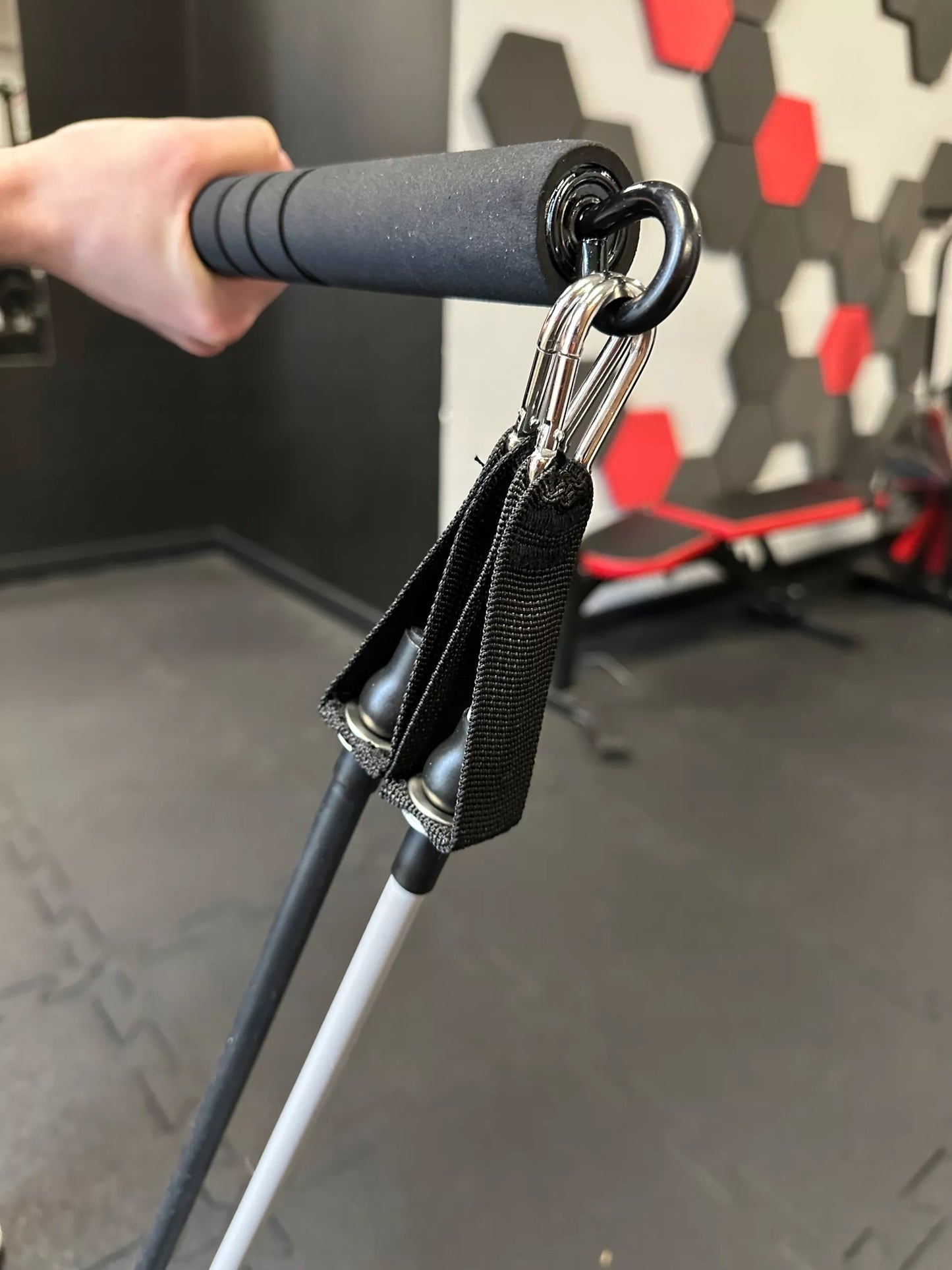 Fitness treniruočių lazda PILATES BAR + 4 pasipriešinimo gumos