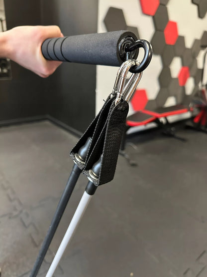 Fitness treniruočių lazda PILATES BAR + 4 pasipriešinimo gumos