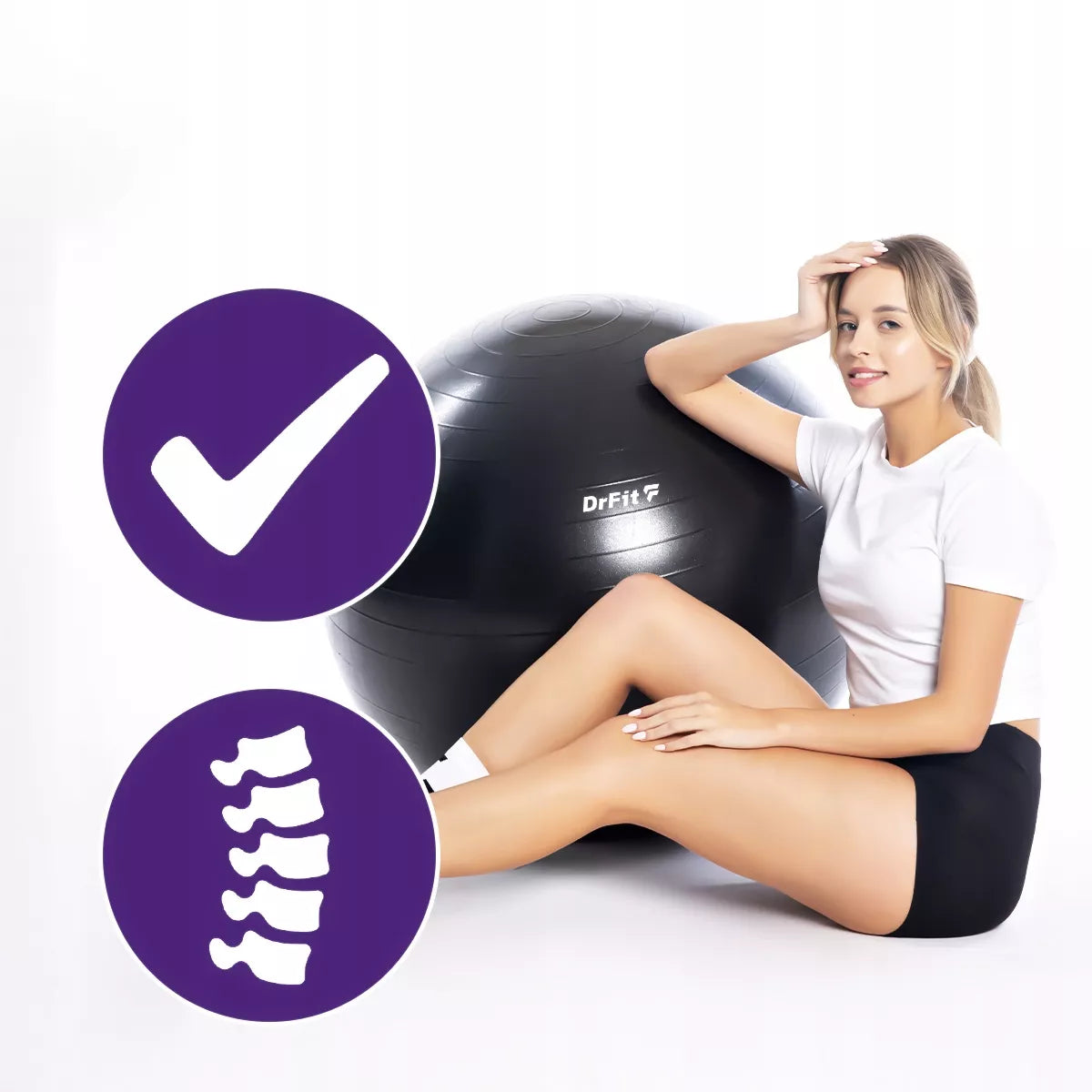 DRFIT FITNESS TRENIRUOČIŲ KAMUOLYS GIMNASTIKOS KAMUOLYS SU POMPA JOGA PILATES Ø85