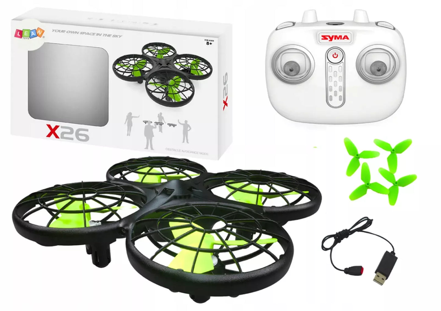 VALDOMAS AUTOMATINIS DRONAS VAIKAMS SYMA X26 2.4GHz LED 3D REŽIMAS