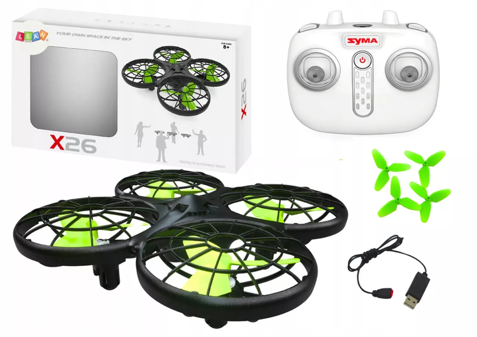 VALDOMAS AUTOMATINIS DRONAS VAIKAMS SYMA X26 2.4GHz LED 3D REŽIMAS