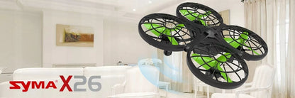 VALDOMAS AUTOMATINIS DRONAS VAIKAMS SYMA X26 2.4GHz LED 3D REŽIMAS