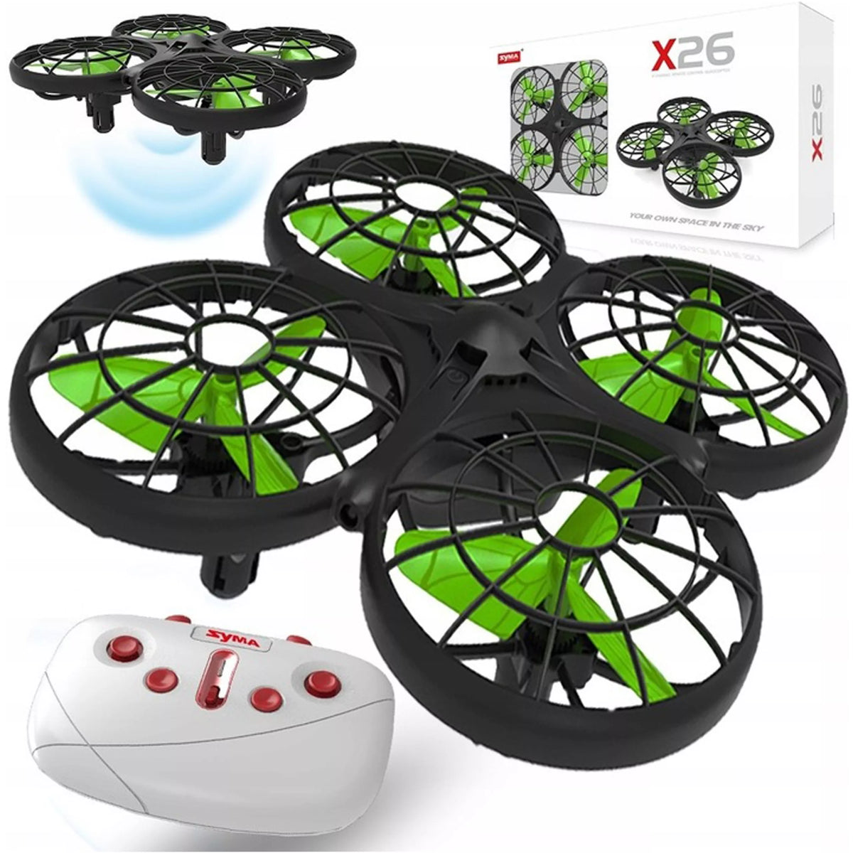 VALDOMAS AUTOMATINIS DRONAS VAIKAMS SYMA X26 2.4GHz LED 3D REŽIMAS