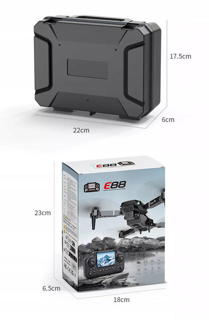 DRONO KONTROLERIS SU LCD 2 kameros ŽAISLAS 115G WIFI 3x AKUMUL. 300m OpticalFlow