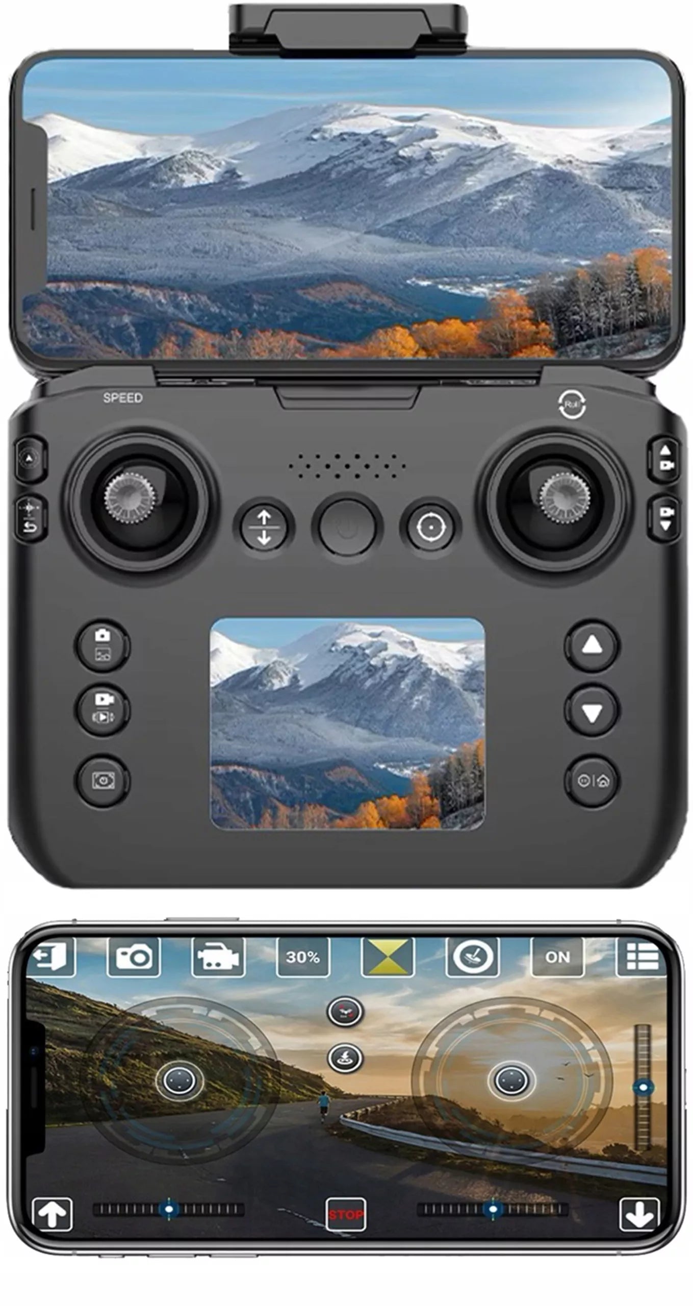 Mini dronas su HD kamera – Pro Wi-Fi, LCD valdiklis, Fly More Combo, 20 min., HDR