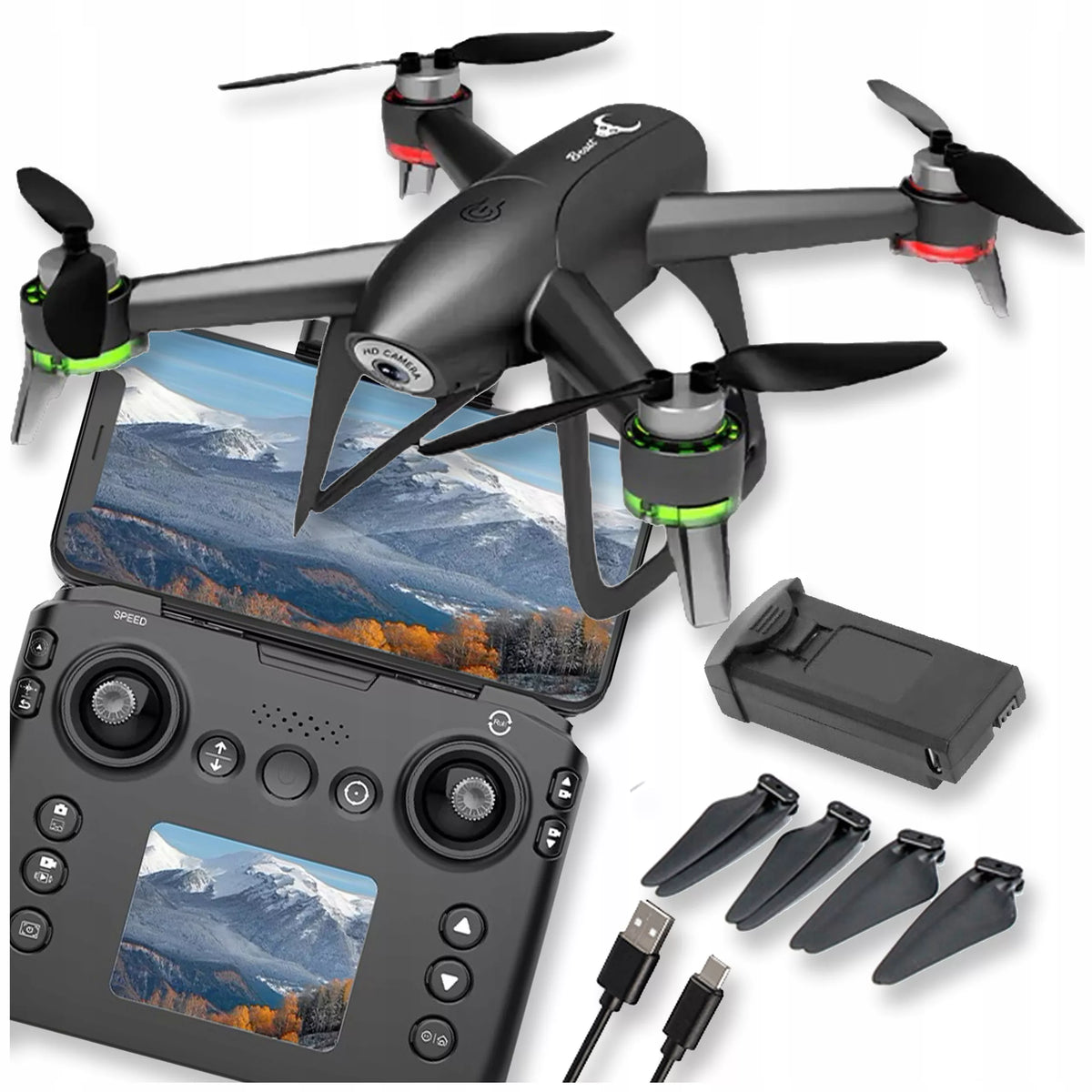Mini dronas su HD kamera – Pro Wi-Fi, LCD valdiklis, Fly More Combo, 20 min., HDR