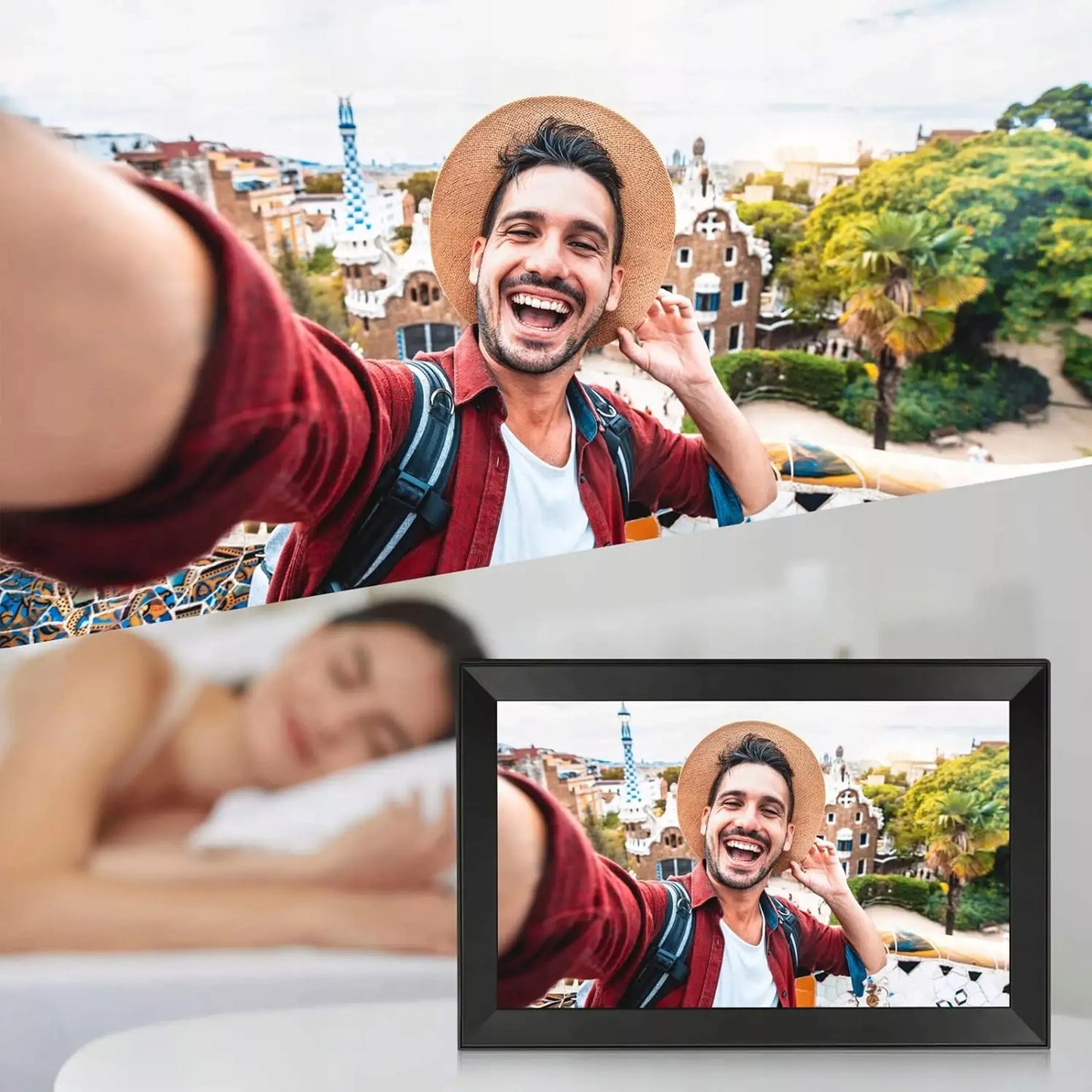 Didelis skaitmeninis fotokadras 15,6 colių „FRAMEO“ – jutiklinis, WiFi, 32 GB