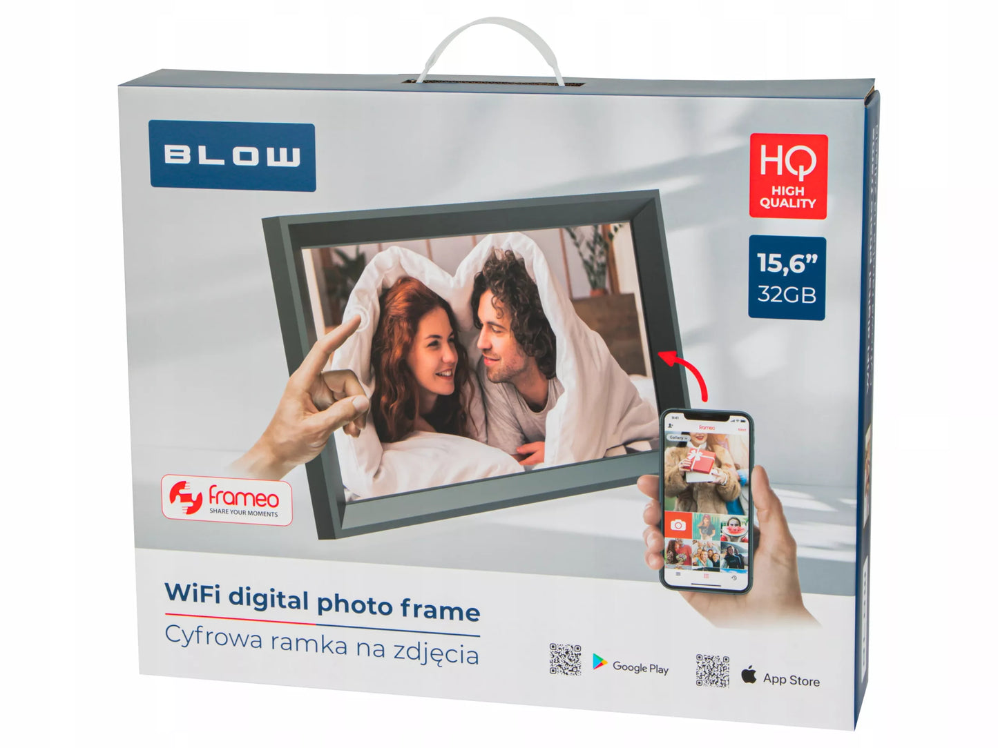 Didelis skaitmeninis fotokadras 15,6 colių „FRAMEO“ – jutiklinis, WiFi, 32 GB