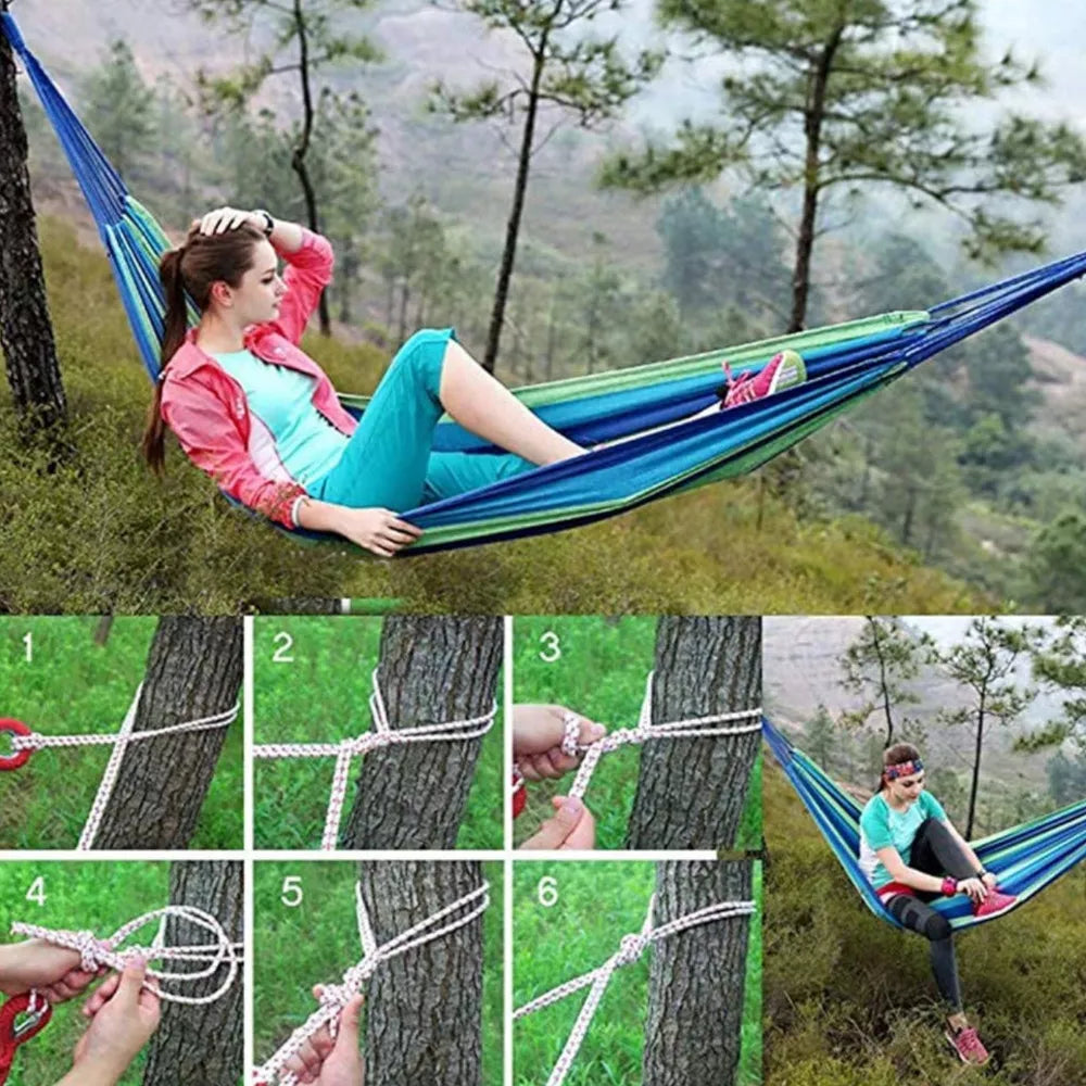 Didelė sodo hamakas-svypuoklė – stipri supynė/gultuvas 220×80 cm, 1 asm., XXL, su dėklu