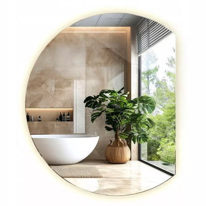 Dizainerio stiliaus LED vonios veidrodis, apvalus 70 x 80 cm