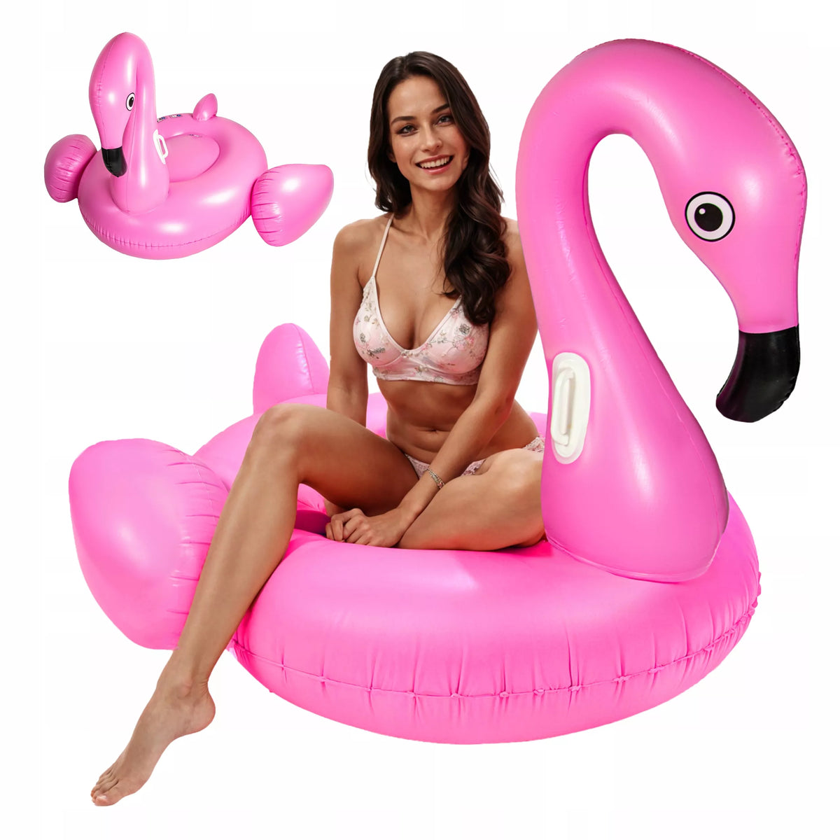 Pripuąiamas Flamingo DIDELis plaukimo ratas su sėdyne 217x200 cm