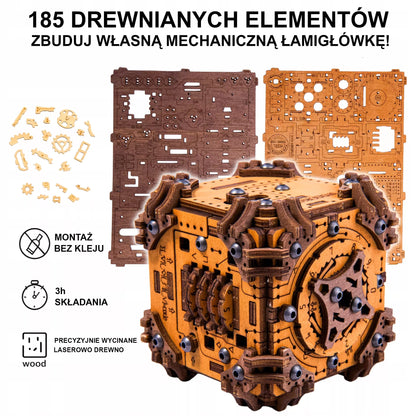 Medinės 3D Dėlionės Galvosūkis Tesseract pabėgimo kambario dėžutė