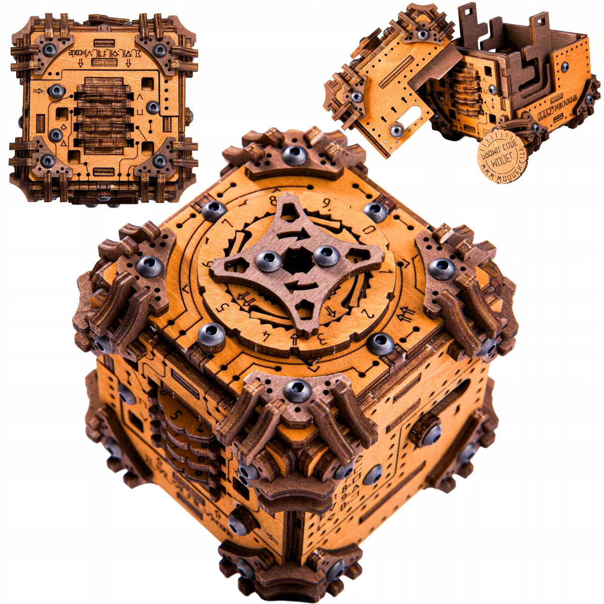 Medinės 3D Dėlionės Galvosūkis Tesseract pabėgimo kambario dėžutė