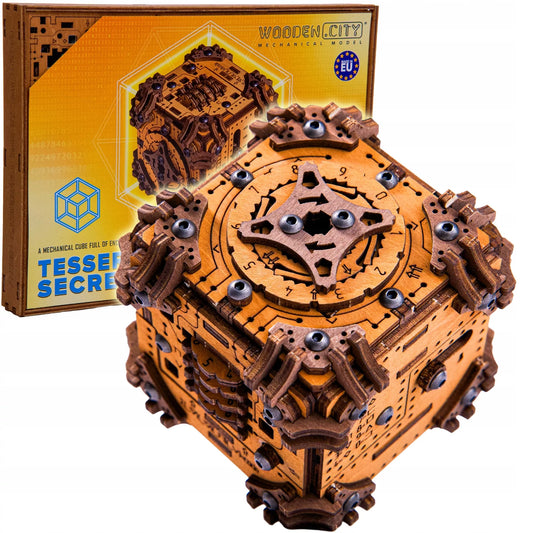 Medinės 3D Dėlionės Galvosūkis Tesseract pabėgimo kambario dėžutė