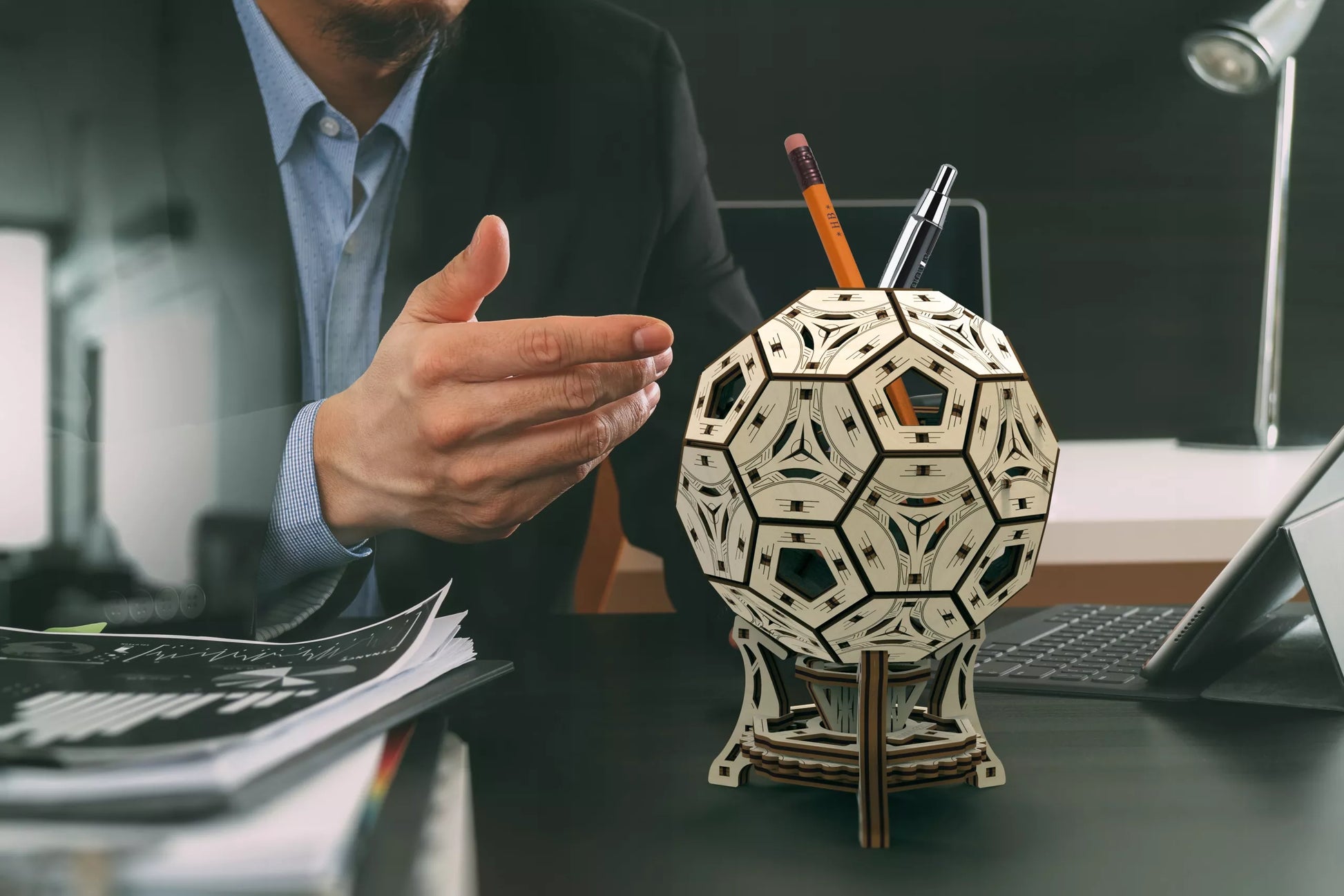 Medinis 3D Dėlionės Puodelis Ant Stalo Kamuoliukas Konstrukciniai Blokeliai Wooden.City