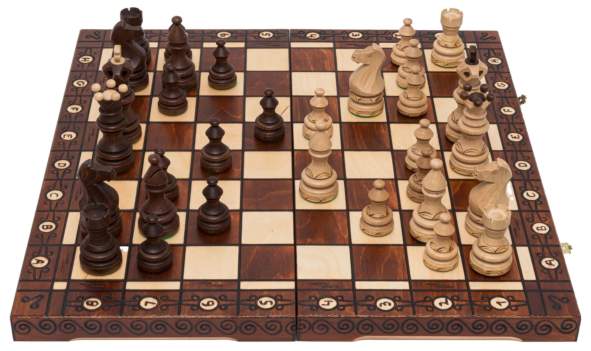 Didelės išskirtinės medinės šachmatų figūros IMPERATOR – 52 x 52 cm + dėklas dovanai