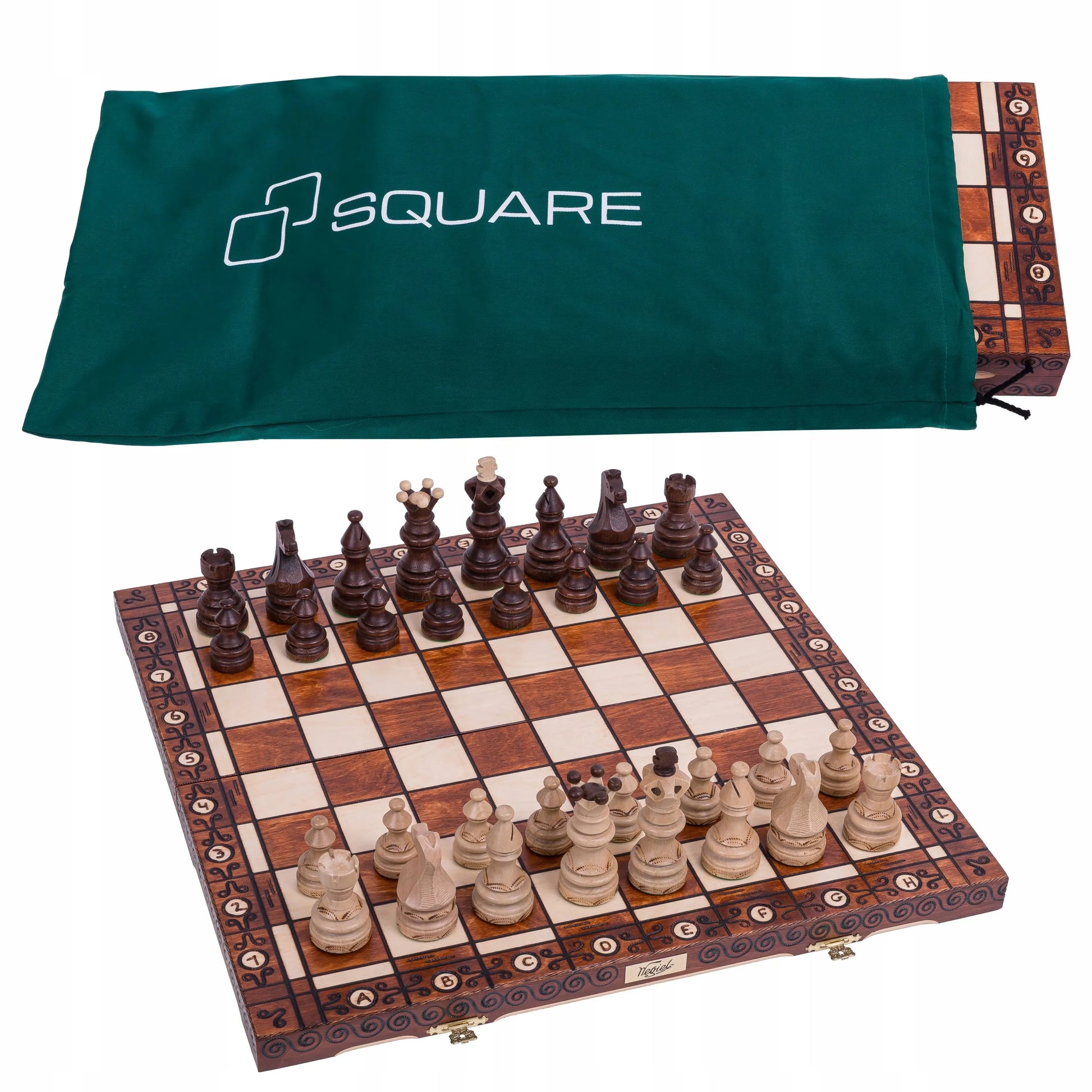Didelės išskirtinės medinės šachmatų figūros IMPERATOR – 52 x 52 cm + dėklas dovanai