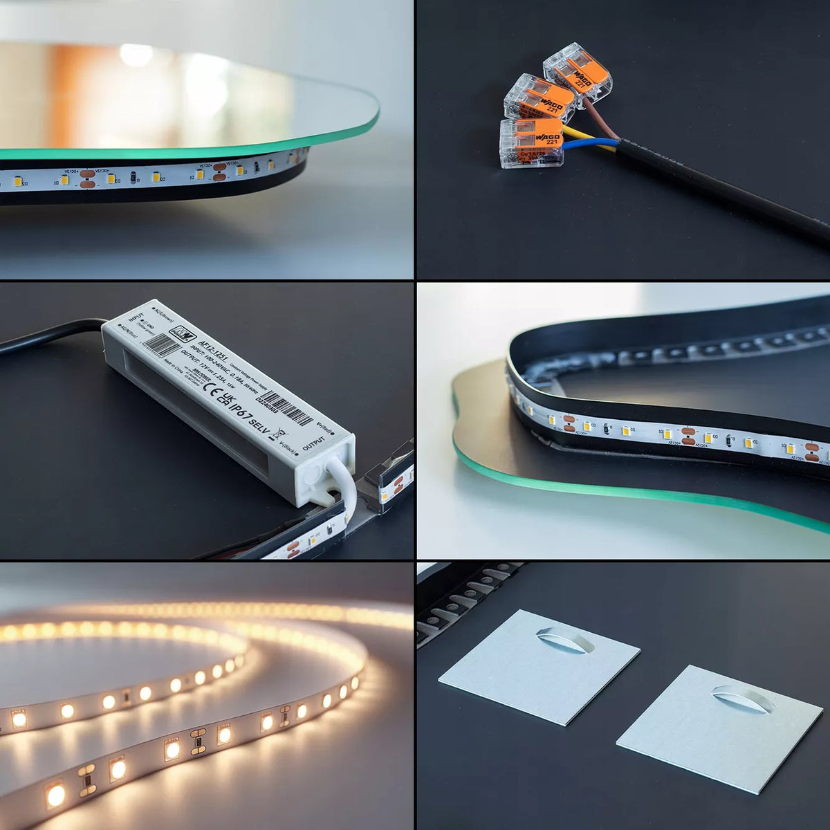 Didelis LED veidrodis, apvalus, sieninis, energiją taupantis 50x50