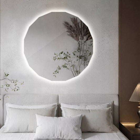 Didelis LED veidrodis, apvalus, sieninis, energiją taupantis 50x50