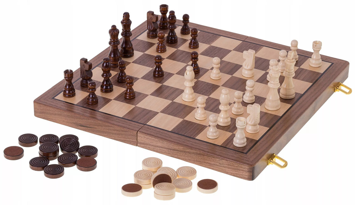 Dideli mediniai magnetiniai šachmatai ir šaškės 380 – Rytvešys + 2 x papildomos valdovės