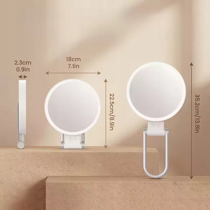 Didysis dvipusis 1X+10X LED apšviestas kosmetinis veidrodis makiažui AKU