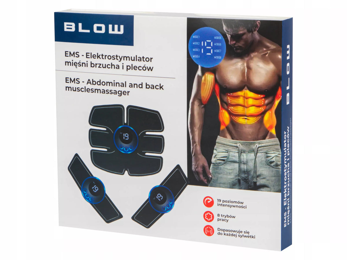 Raumenų elektrostimuliatorius pilvo, nugaros ir kojų srityms, juodas, 5 W