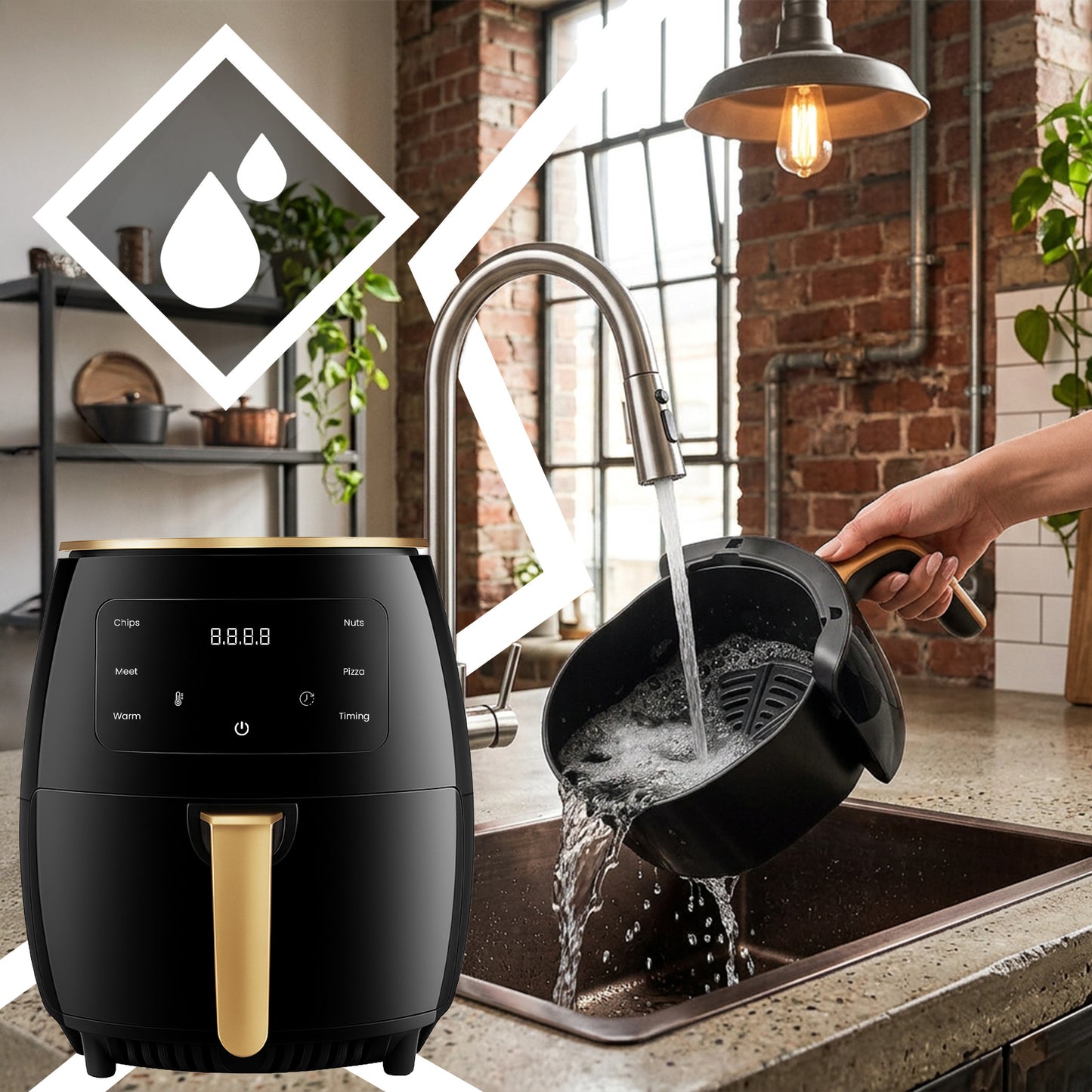 Beļļas Fritieris Air Fryer 6L, 2400W Jaudīga Cepeškrāsns-Fritieris