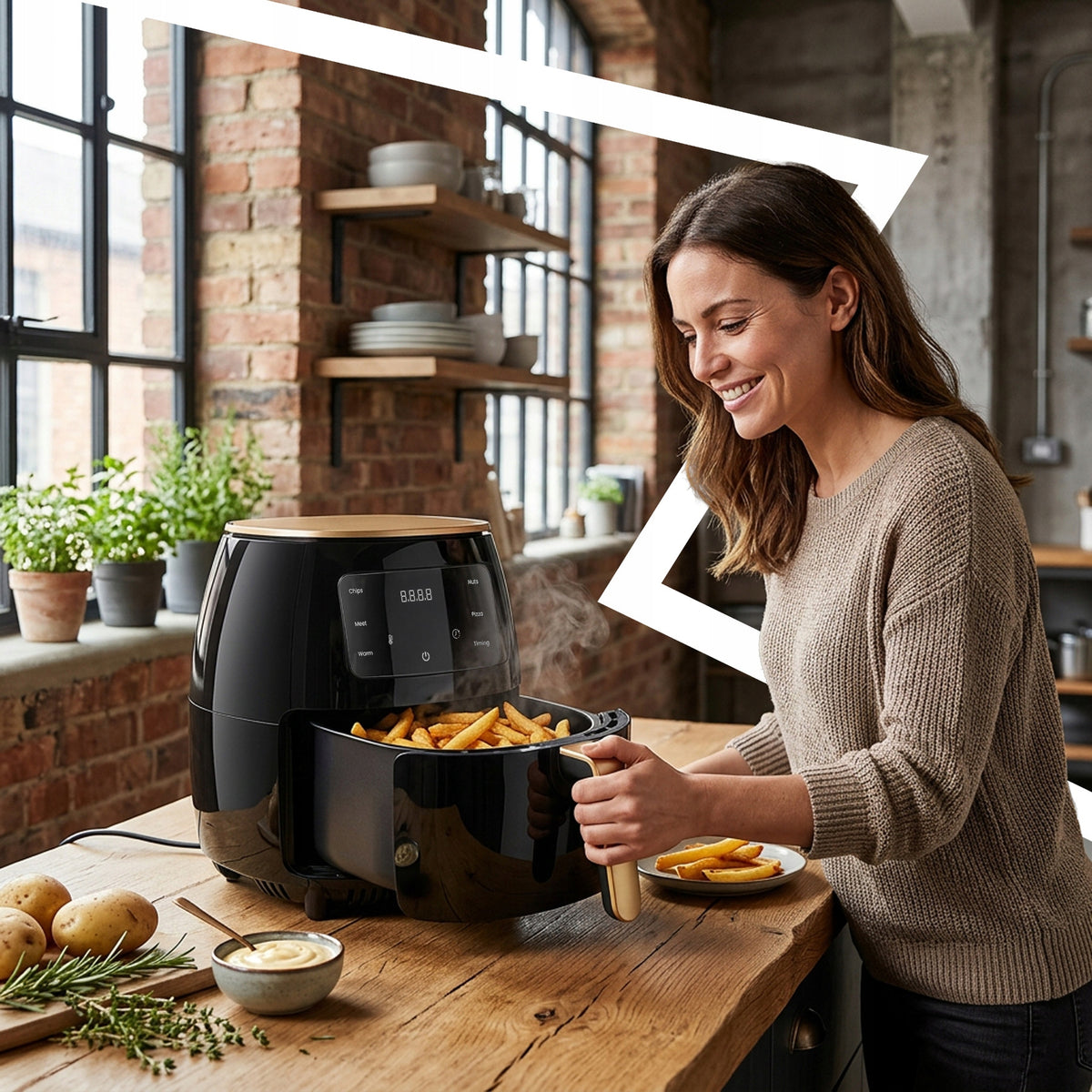 Beļļas Fritieris Air Fryer 6L, 2400W Jaudīga Cepeškrāsns-Fritieris