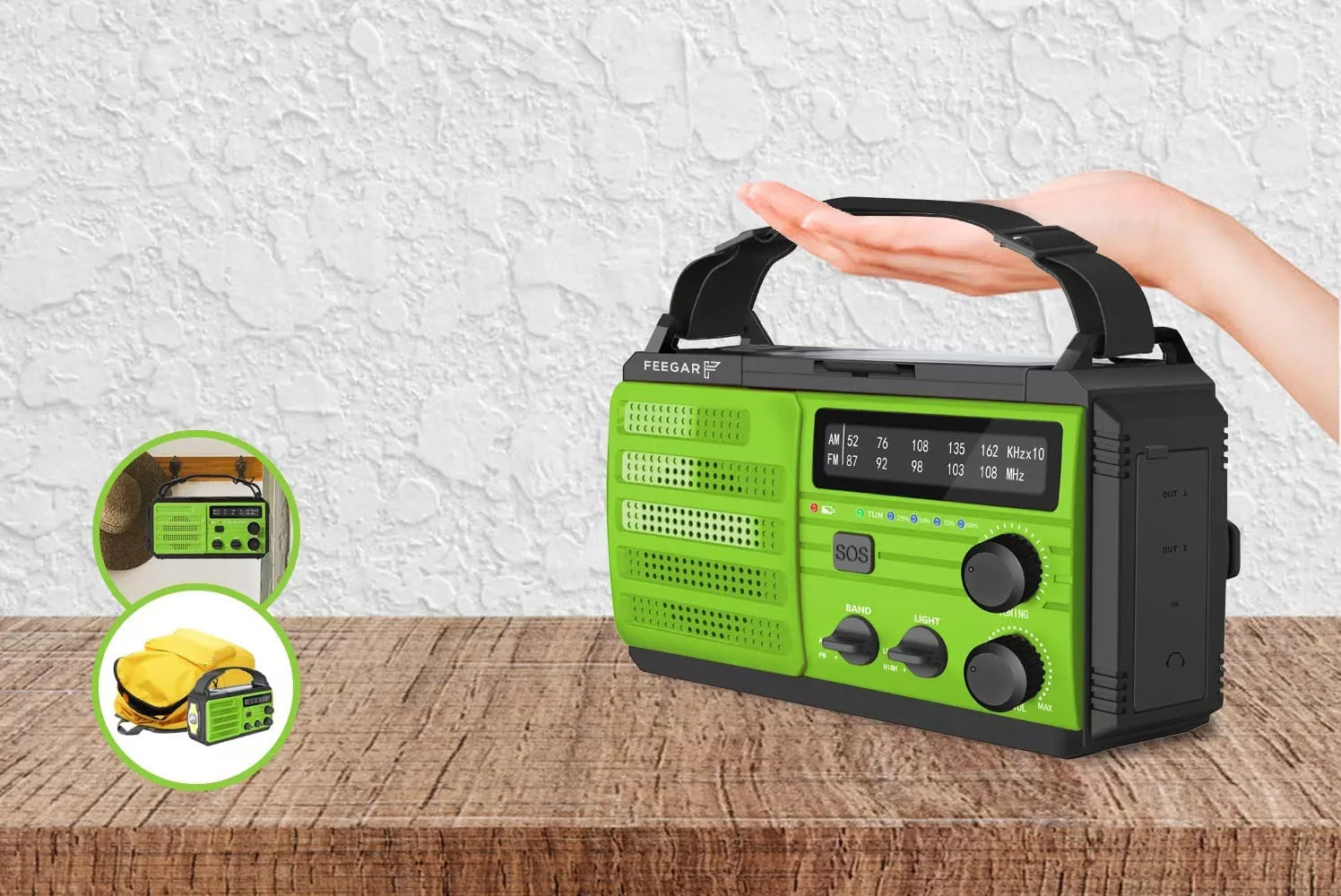 Feegar OZE3 Radijas FM AM Statybinis Tinklinis Nešiojamas Saulės 8000mAh Žibintuvėlis
