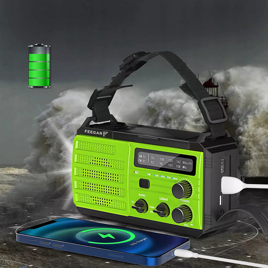 Feegar OZE3 Radijas FM AM Statybinis Tinklinis Nešiojamas Saulės 8000mAh Žibintuvėlis