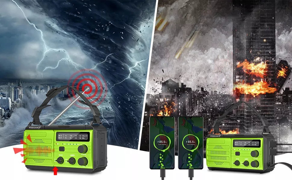Feegar OZE3 Radijas FM AM Statybinis Tinklinis Nešiojamas Saulės 8000mAh Žibintuvėlis