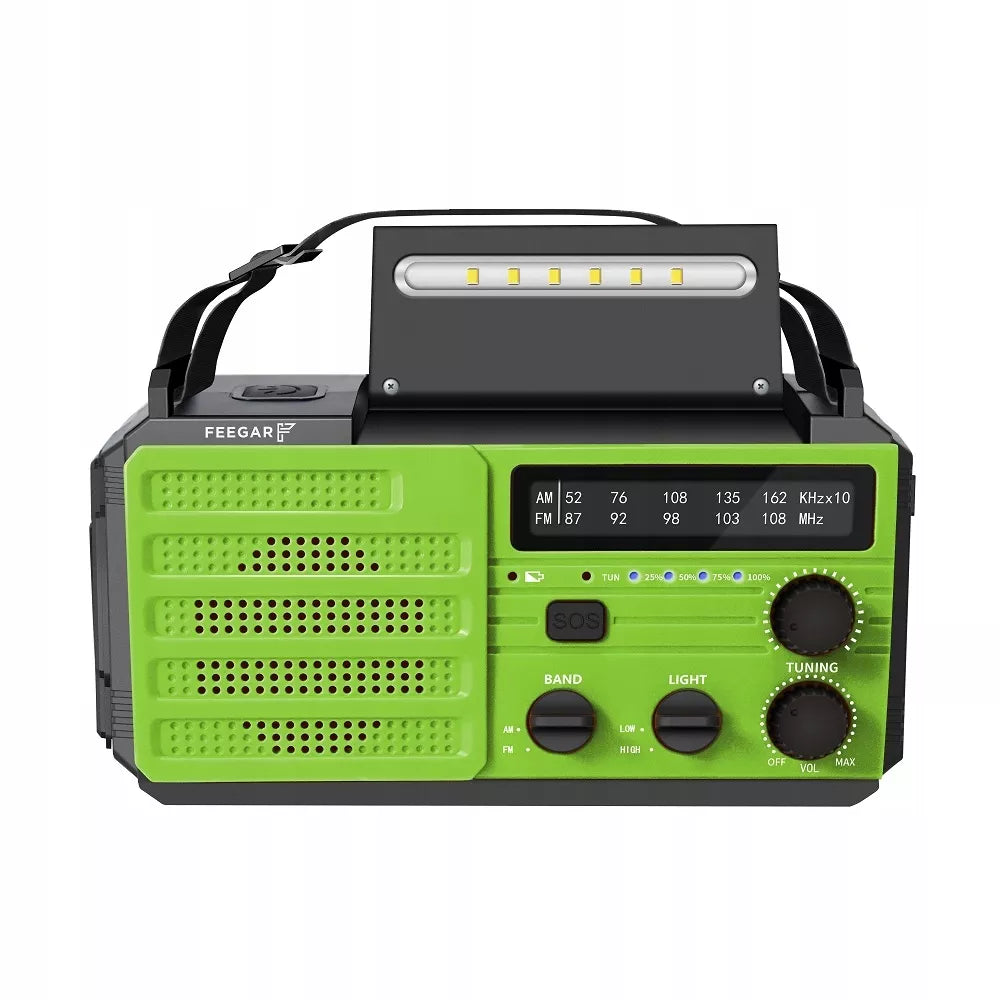 Feegar OZE3 Radijas FM AM Statybinis Tinklinis Nešiojamas Saulės 8000mAh Žibintuvėlis