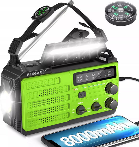 Feegar OZE3 Radijas FM AM Statybinis Tinklinis Nešiojamas Saulės 8000mAh Žibintuvėlis