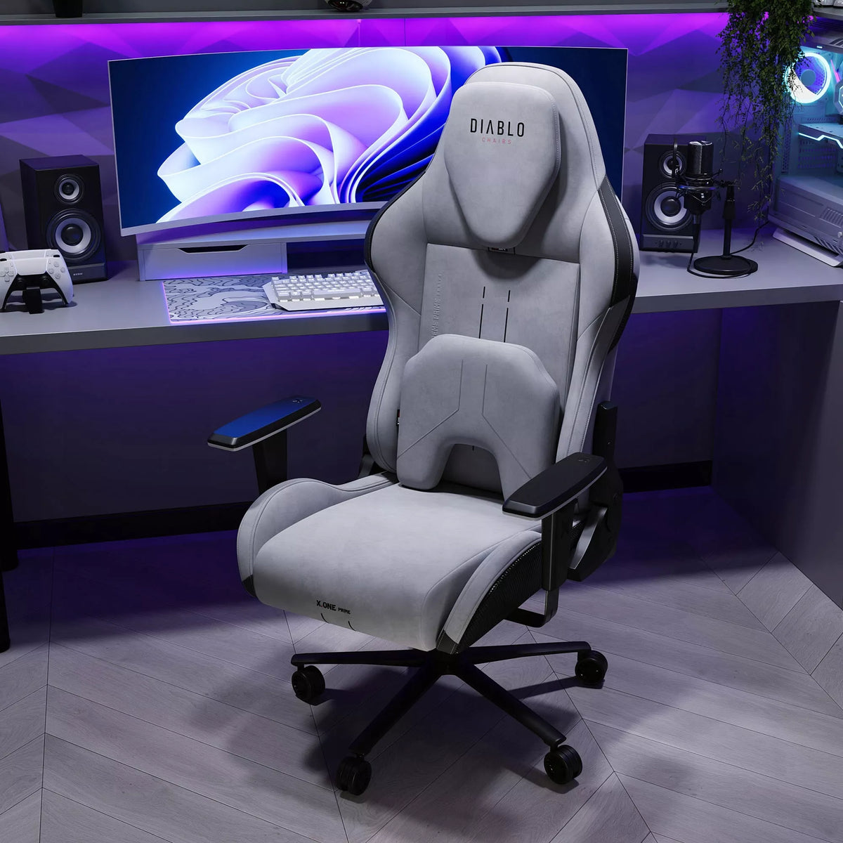 Žaidimų kėdė Diablo Chairs X.One Prime pilkas audinys