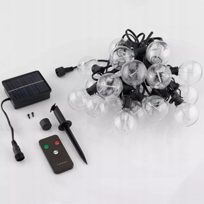 Sodinė girlianda su saulės energija, 20 LED, 10,6 m, RGB, šilta, dekoratyvinė