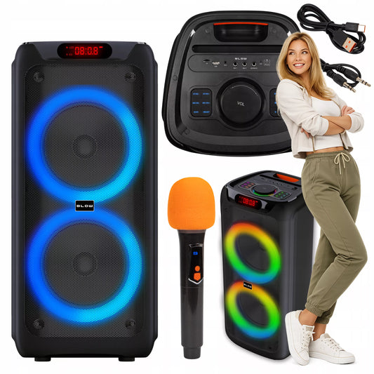 NEŠIOJAMAS BELAIDIS BLUETOOTH GARSIAKALBIS DIDELIS KARAOKE MIKROFONAS RADIJAS 280W
