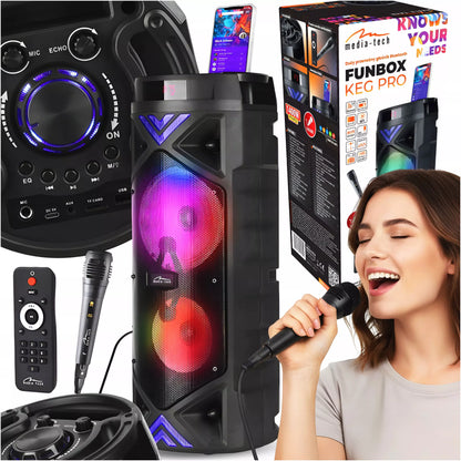 Nešiojamas belaidis „Bluetooth“ garsiakalbis su radiju ir karaokė MEDIATECH KEG 1400W