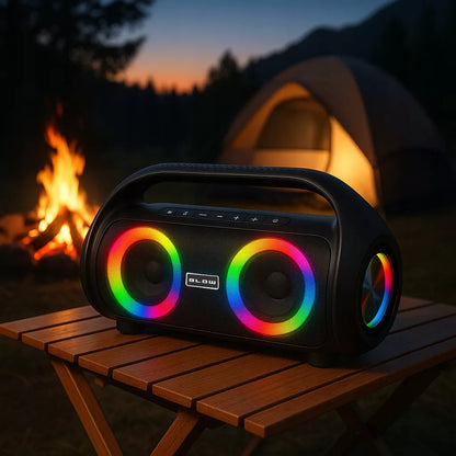 Nešiojamas belaidis vandeniui atsparus IPX5 Bluetooth garsiakalbis su FM radiju, USB ir RGB
