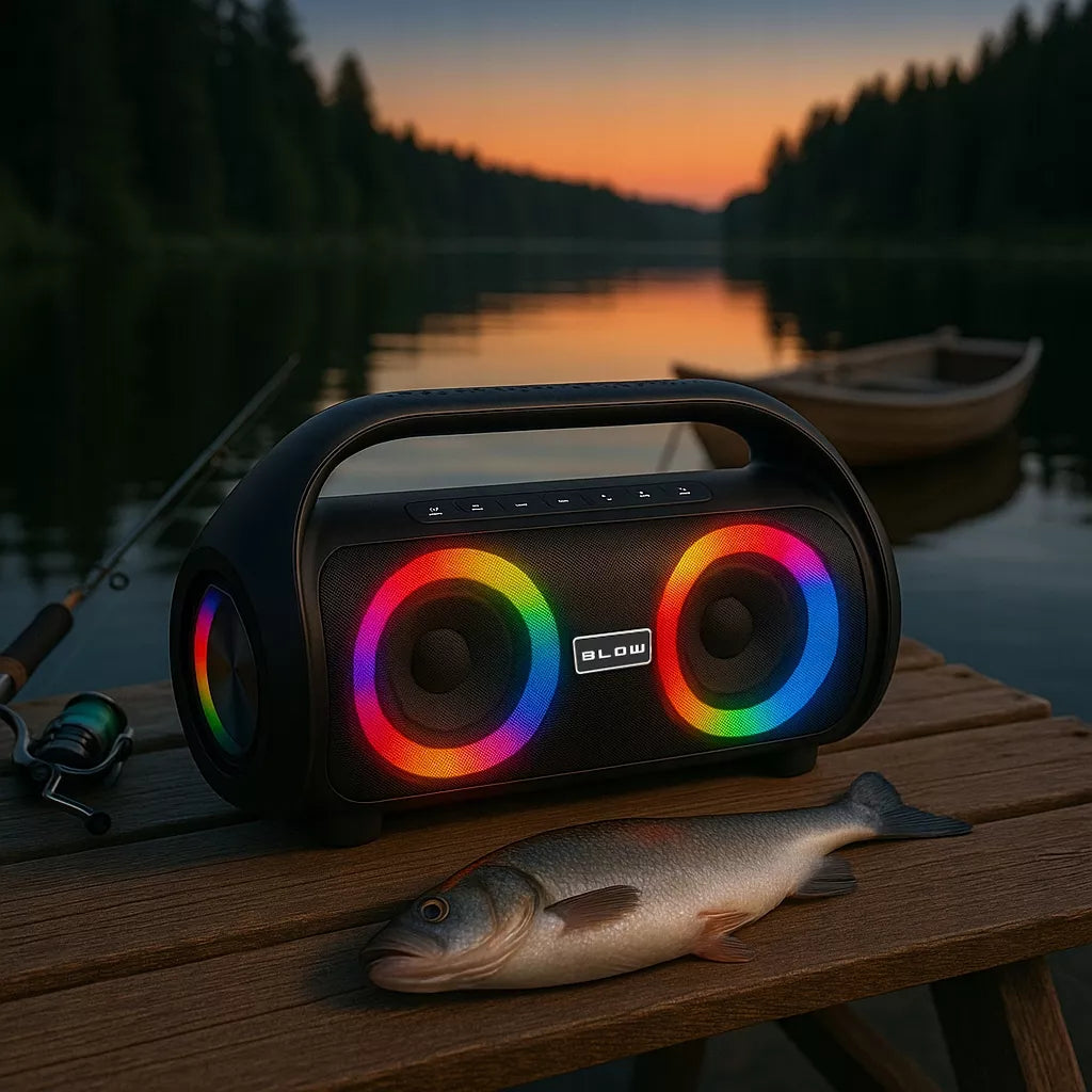 Nešiojamas belaidis vandeniui atsparus IPX5 Bluetooth garsiakalbis su FM radiju, USB ir RGB