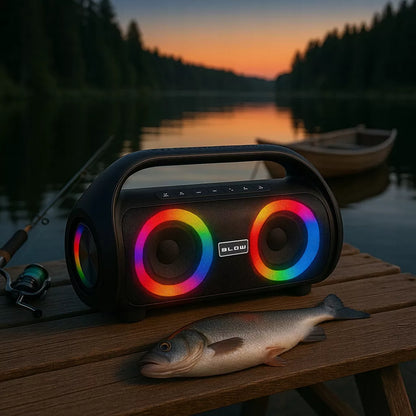 Nešiojamas belaidis vandeniui atsparus IPX5 Bluetooth garsiakalbis su FM radiju, USB ir RGB