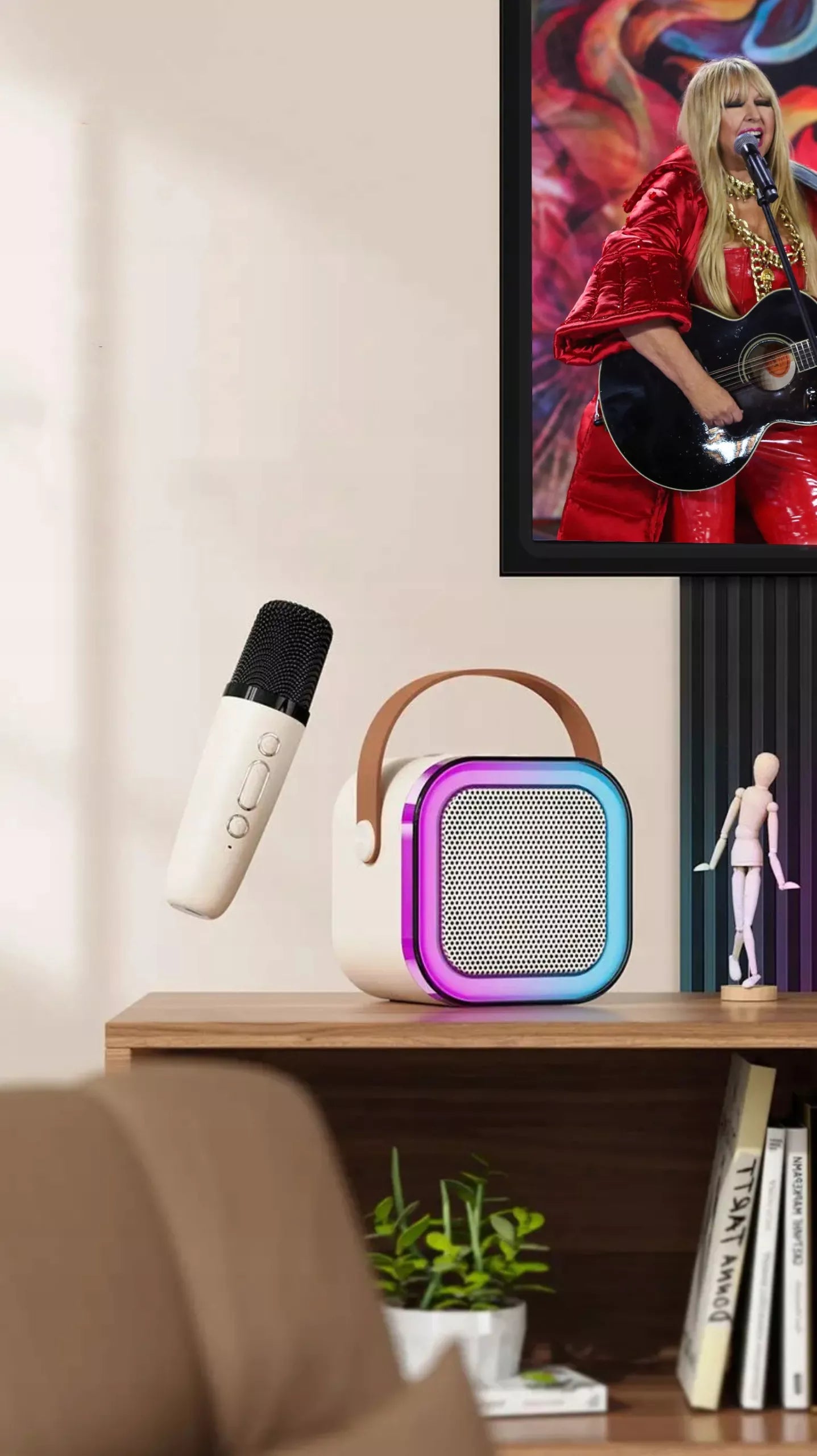 Nešiojamas „Bluetooth“ garsiakalbis su mikrofonu ir RGB apšvietimu