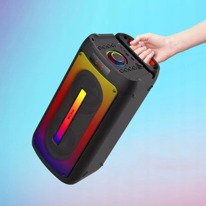Nešiojamas Bluetooth USB Garsiakalbis BOOMBOX su RGB, Karaoke, Mikrofonu ir Nuotolinio Valdymo Pulteliu (Rinkinys)