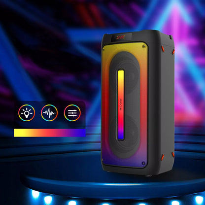 Nešiojamas Bluetooth USB Garsiakalbis BOOMBOX su RGB, Karaoke, Mikrofonu ir Nuotolinio Valdymo Pulteliu (Rinkinys)