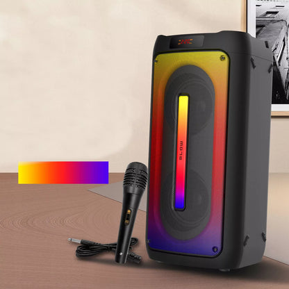 Nešiojamas Bluetooth USB Garsiakalbis BOOMBOX su RGB, Karaoke, Mikrofonu ir Nuotolinio Valdymo Pulteliu (Rinkinys)