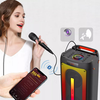 Nešiojamas Bluetooth USB Garsiakalbis BOOMBOX su RGB, Karaoke, Mikrofonu ir Nuotolinio Valdymo Pulteliu (Rinkinys)